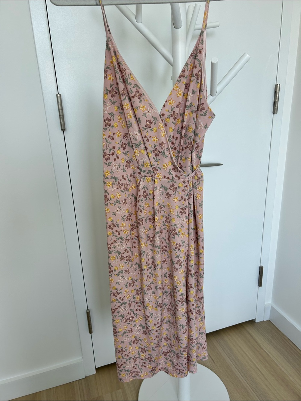 BCBGeneration Pink Floral Wrap Midi Dress
